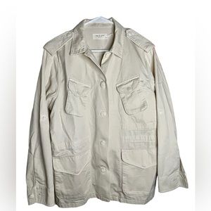 Rag & Bone Cotton  Utility  Jacket Sz Large Off Wite/Ecru